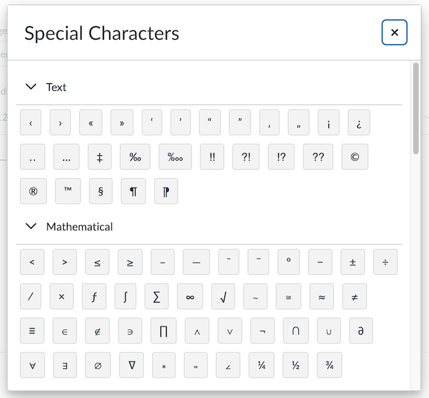 Special Characters