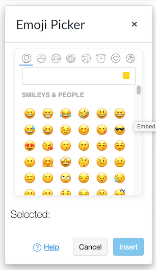 view of emoji picker displaying smilies